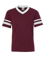 Load image into Gallery viewer, Augusta Sportswear-Youth V-Neck Jersey with Striped Sleeves-361