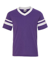 Load image into Gallery viewer, Augusta Sportswear-Youth V-Neck Jersey with Striped Sleeves-361