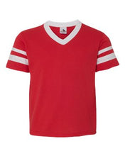 Load image into Gallery viewer, Augusta Sportswear-Youth V-Neck Jersey with Striped Sleeves-361