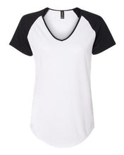 Load image into Gallery viewer, Anvil-Women's Triblend Colorblock V-Neck Raglan Tee-6770VL