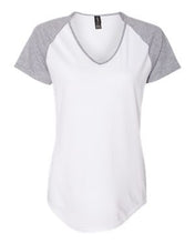 Load image into Gallery viewer, Anvil-Women's Triblend Colorblock V-Neck Raglan Tee-6770VL