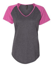 Load image into Gallery viewer, Anvil-Women's Triblend Colorblock V-Neck Raglan Tee-6770VL