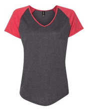 Load image into Gallery viewer, Anvil-Women's Triblend Colorblock V-Neck Raglan Tee-6770VL
