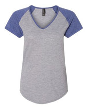 Load image into Gallery viewer, Anvil-Women's Triblend Colorblock V-Neck Raglan Tee-6770VL