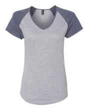 Load image into Gallery viewer, Anvil-Women's Triblend Colorblock V-Neck Raglan Tee-6770VL